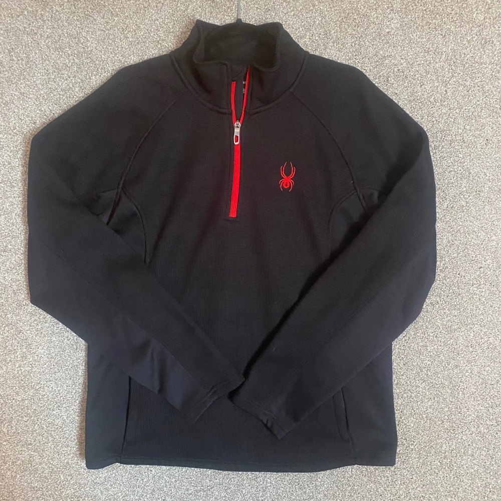 Spyder Mens Black 1/4 Zip Pullover Fleece‎ Jacket Size L
